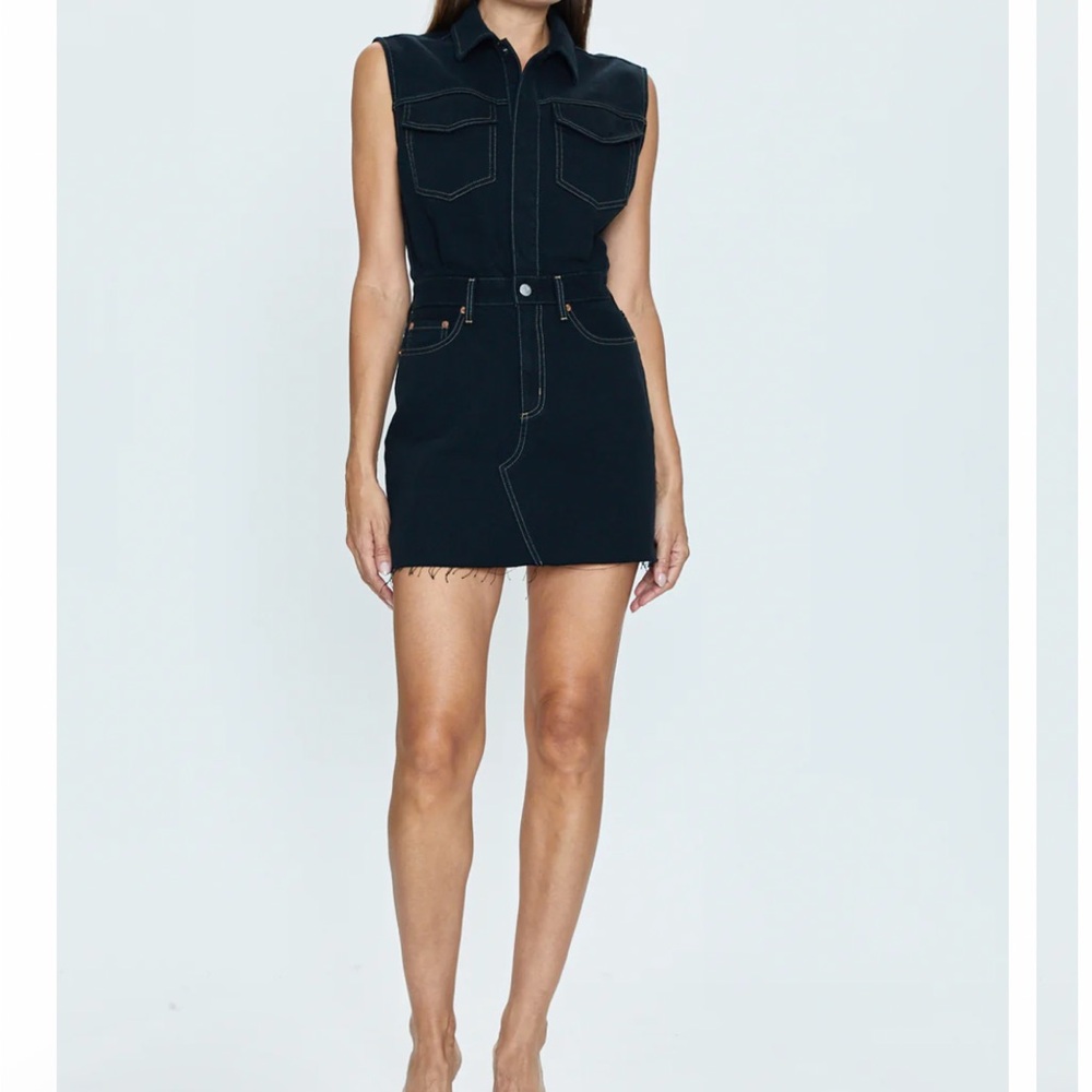 Pistola Black Sleeveless Denim Mini Dress